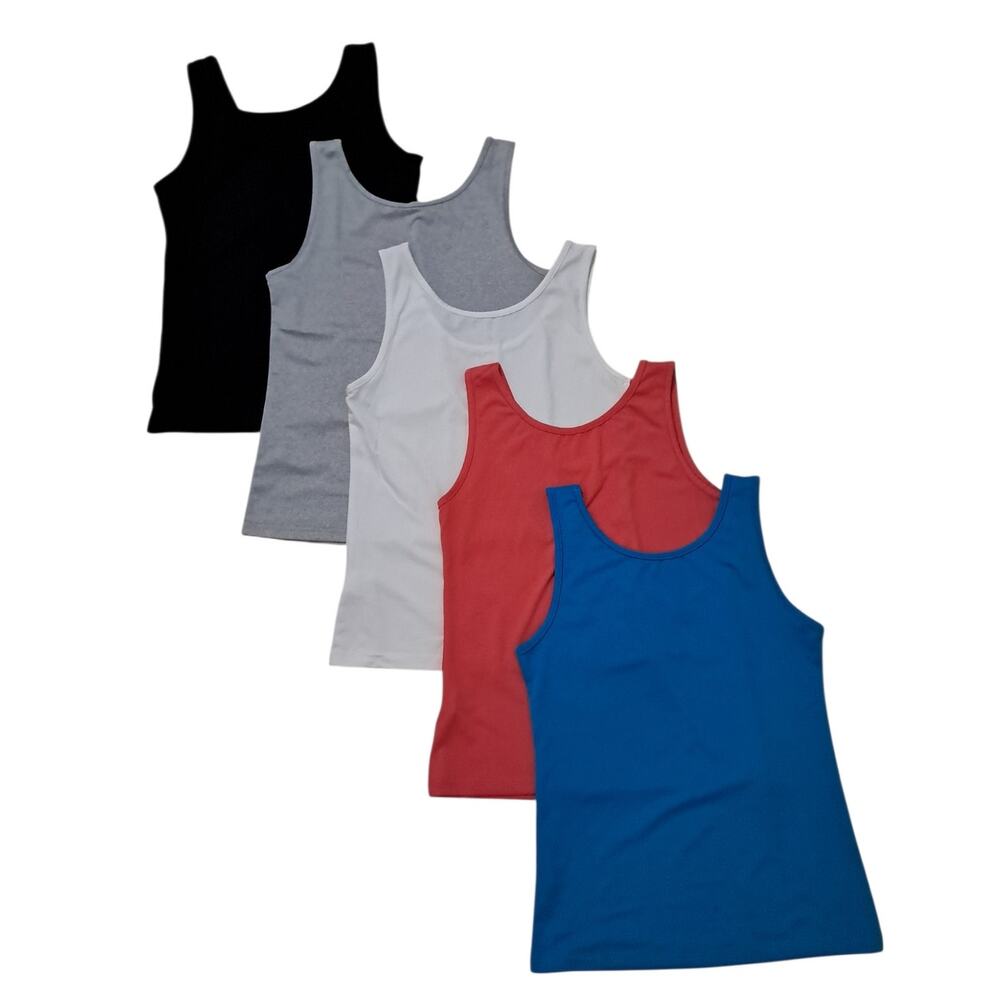 Scoop Neck Tank Tops 5pc Bundle Size M Work School Undergarment Camisole Stretch